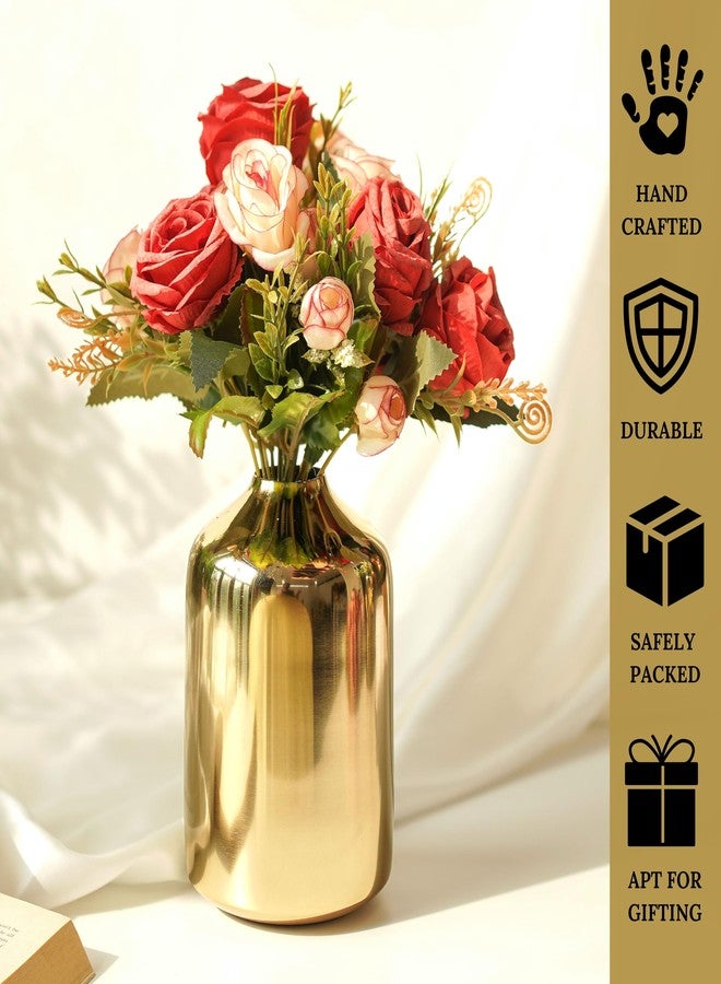 Behoma Metal Flower Vase for Home Decor Bedroom Living Room Office Wedding | Table Decorative Item for Festivals Birthday Gold (Flower Not Included, Modern) - Image 4